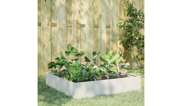 Walplus Steel Raised Garden Bed - White - 100 x 100 x 33.5 cm