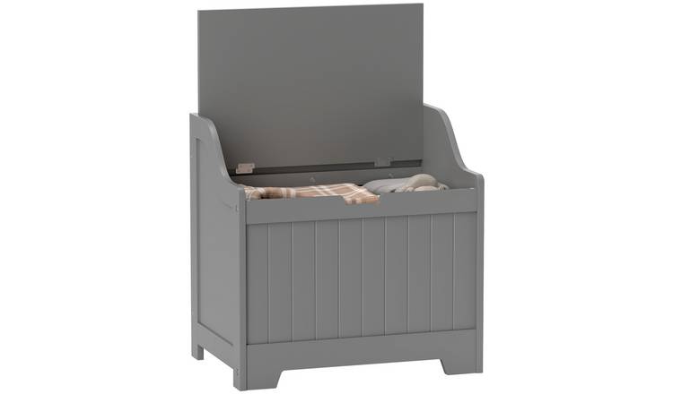 Homcom 56.5 x 38 x 56cm Wooden Safety Hinge Storage Chest – Grey