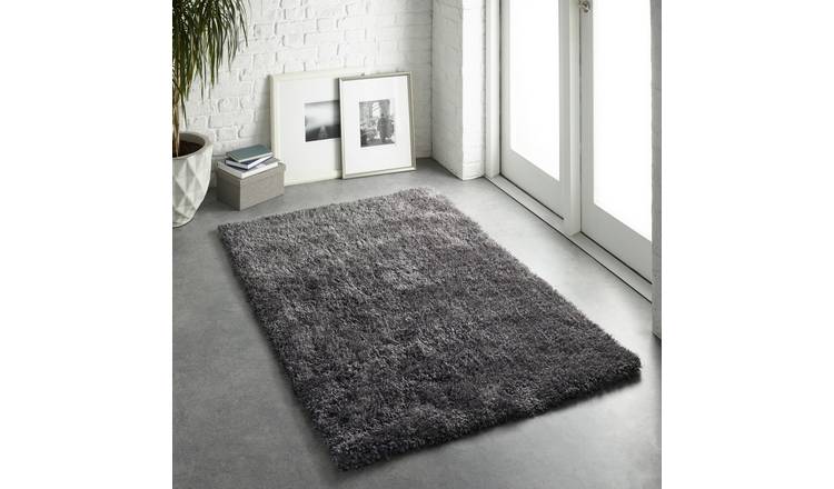 Mega Flooring Grey Shaggy Plain Rug - 160 x 230cm