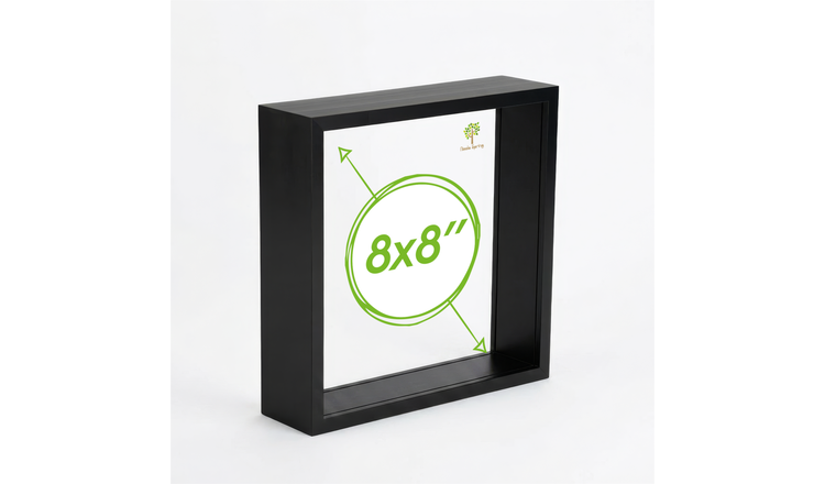 Nicola Spring 3D Deep Box Photo Frame - 8x8" - Black