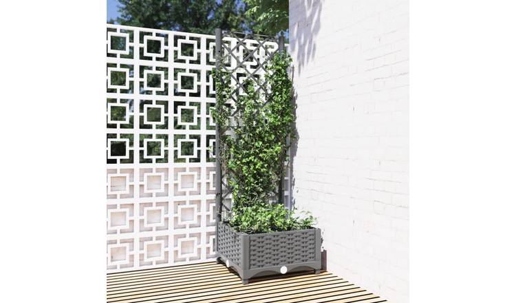Walplus Polypropylene Garden Planter - Light Grey - 40 x 40 x 121.5 cm
