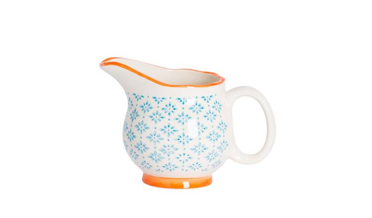 Nicola Spring Hand-Printed Milk Jug - Blue