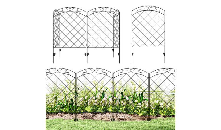 Outsunny 4 Rustproof Decorative Garden Fence - Black