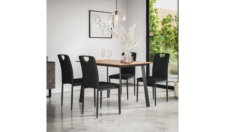 Furniture Online Haydon Monza Oak Effect Dining Table & 6 Black Chairs