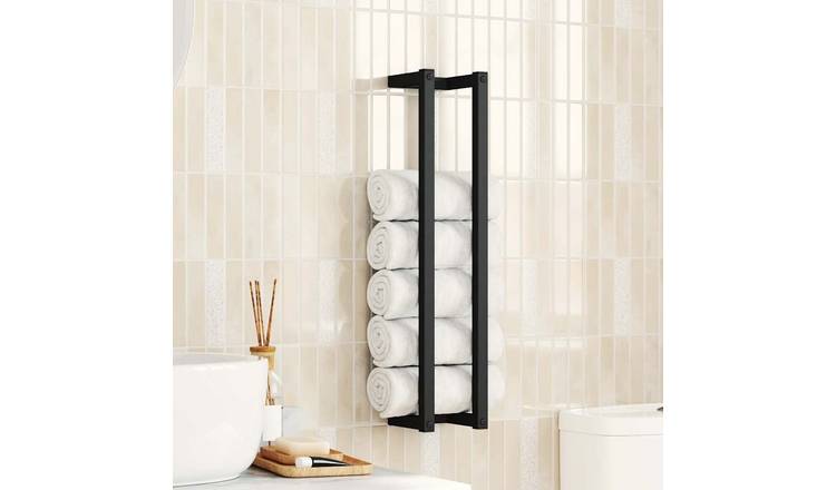 Walplus Iron Towel Rack - Black - 12.5 x 12.5 x 60 cm