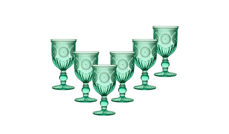 Dibor Set of 6 Parisian 290ml Glass Wine Glasses - Green