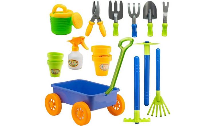 deAO Wheelbarrow and Gardening Tools Play Set