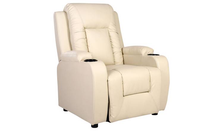 Furniture Online Oscar Bonded Leather Pushback Recliner Chair – Cream