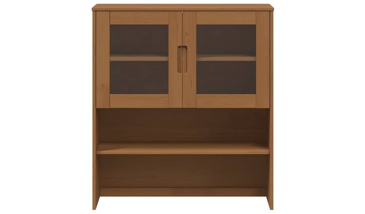 Berkfield Solid Pine Wood Glass Door Display Unit - Caramel