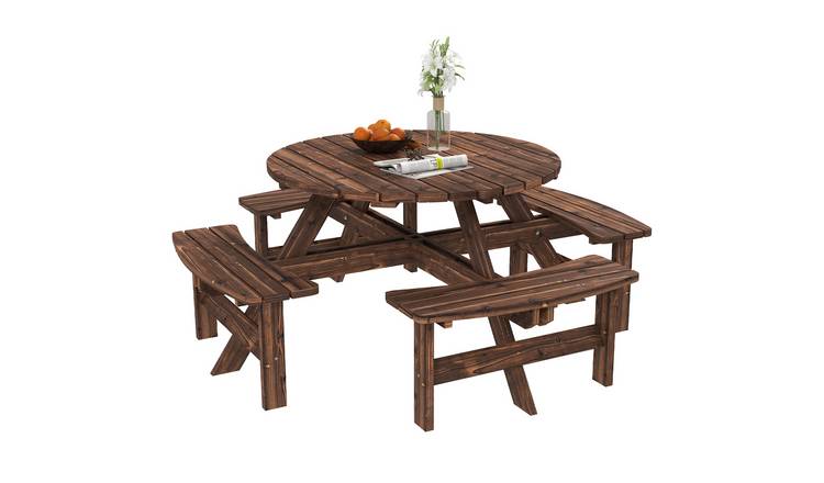 Outsunny Wooden Garden Dining Set - Carbonised