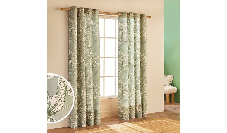 Habitat Botanical Print Eyelet Curtains - Sage - 229x229cm