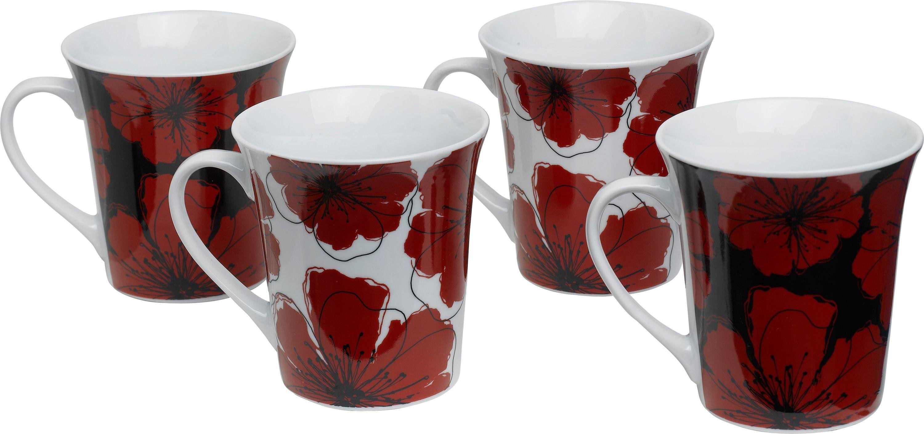 Argos Home Set of 4 Poppies Mugs