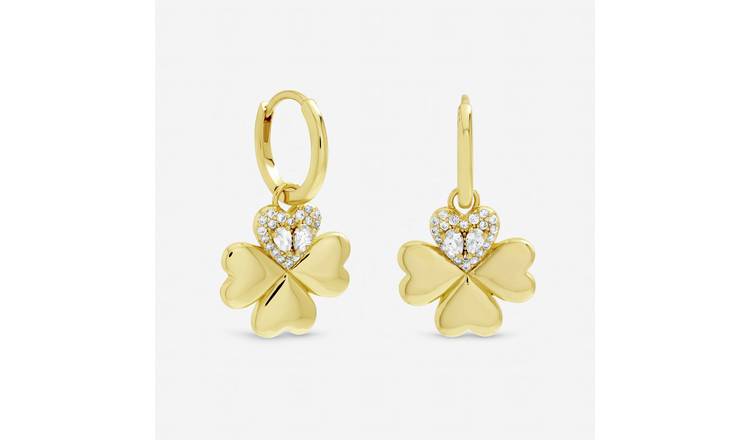 Inicio Gold Plated Crystal Clover Earrings