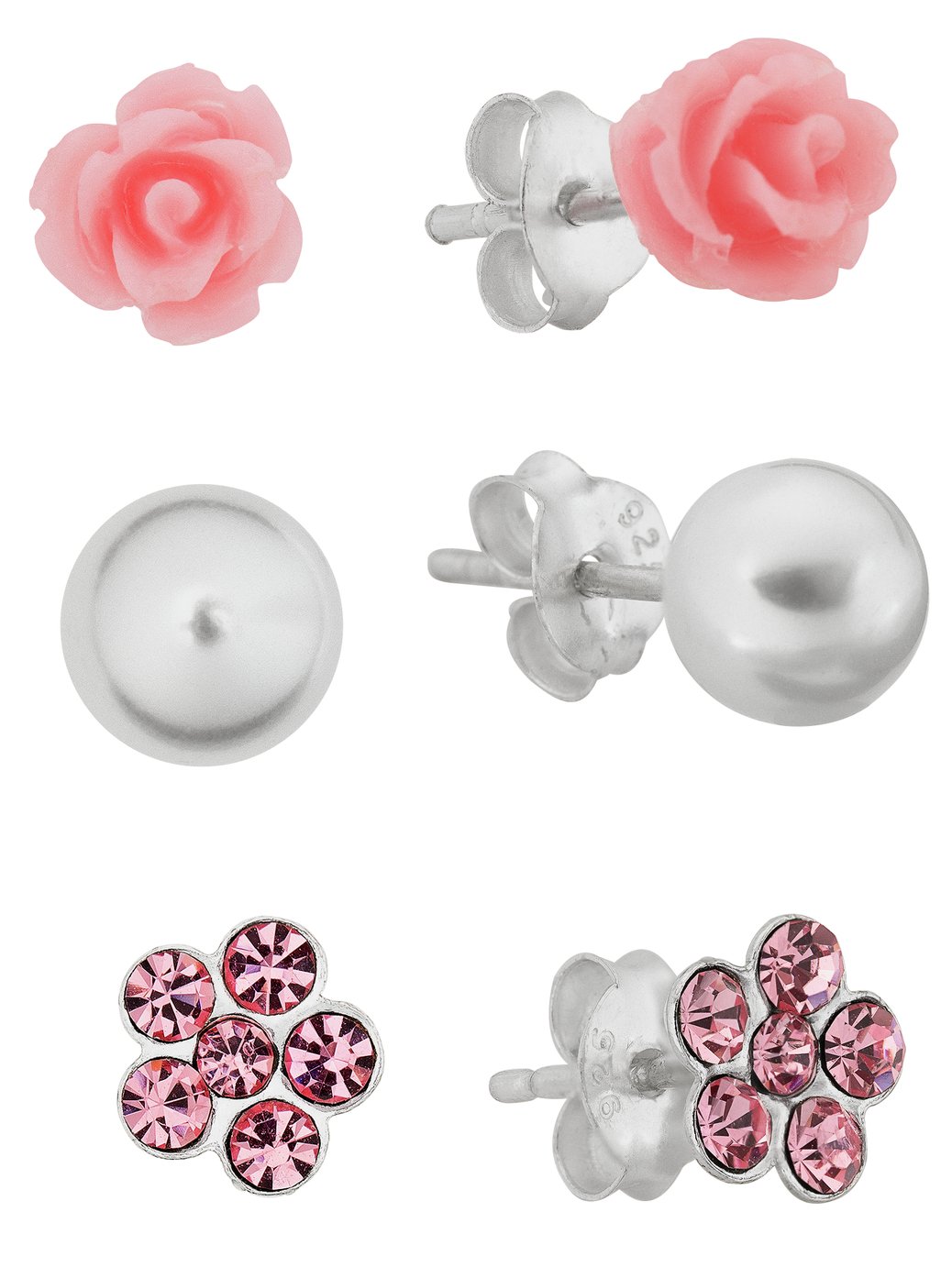 Revere Kid's Silver Crystal Set of 3 Stud Earrings Review