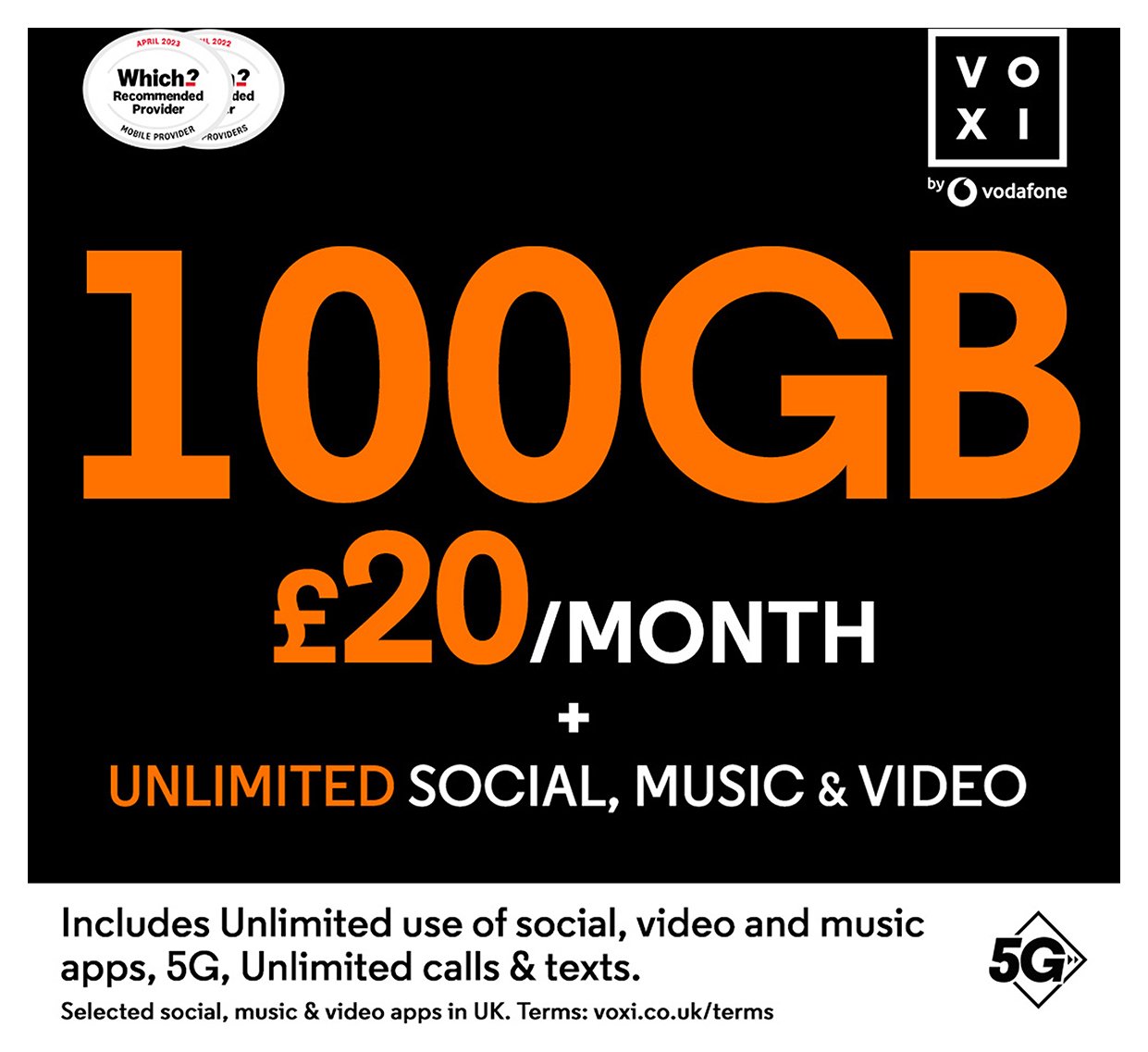 VOXI 300GB 30 Day Pay As You Go SIM Card – 1st included