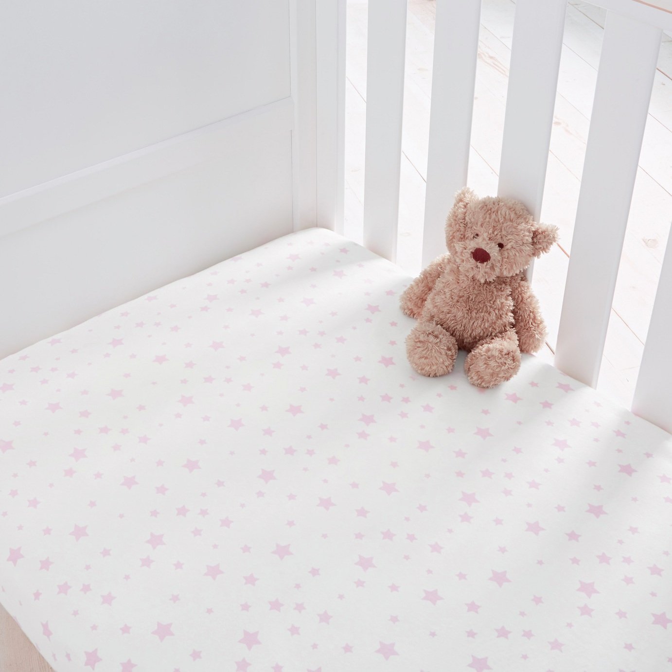 Silentnight Fitted Cot Sheet 2 Pack - Pink Stars