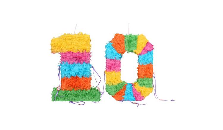 Fax Potato 10th Birthday Pinata Set with Stick and Blindfold - Blue Stick