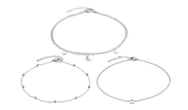 State of Mine Stainless Steel Celestial Anklet - Set of 3