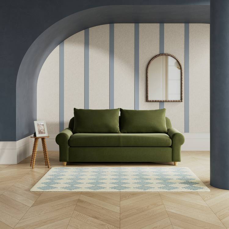 Habitat Whitby Velvet 3 Seater Sofa - Moss Green - Ash Leg 0