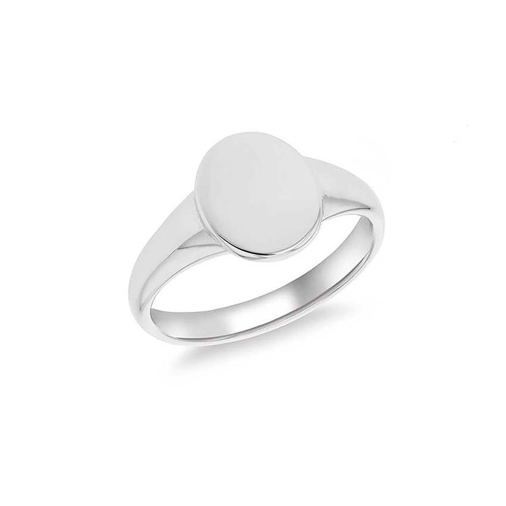 Sterling Silver Personalised Oval Signet Ring - L