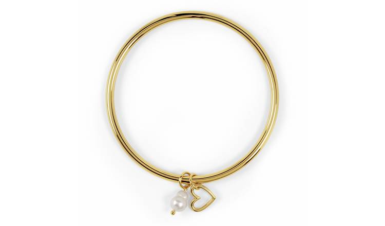 Radley 18ct Gold Plated Heart and Pearl Charms Bangle