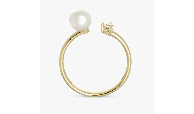 Revere Gold Plated Sterling Silver Pearl Torque Ring - Small