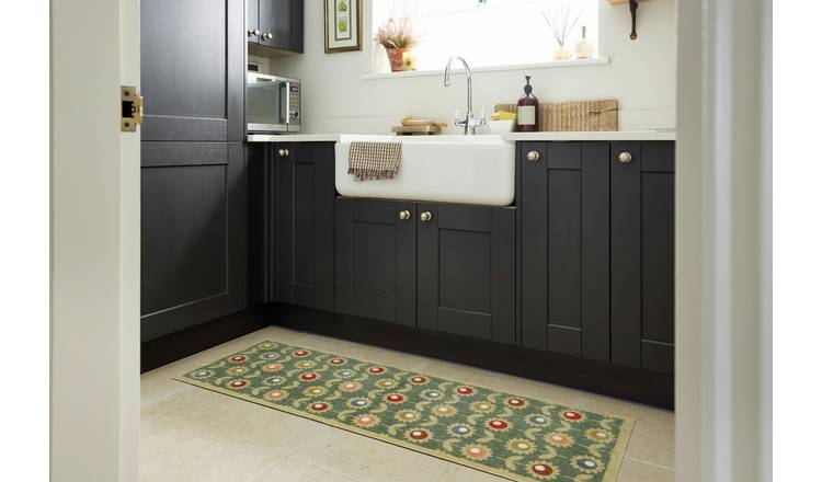 My Mat Multi Floral Sage Short Pile Runner - 50x150cm