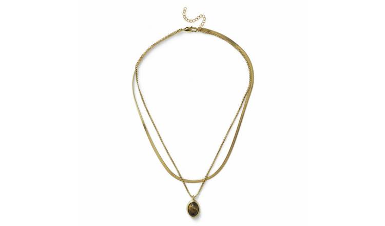 Freedom Brown Small Stone Multirow Necklace