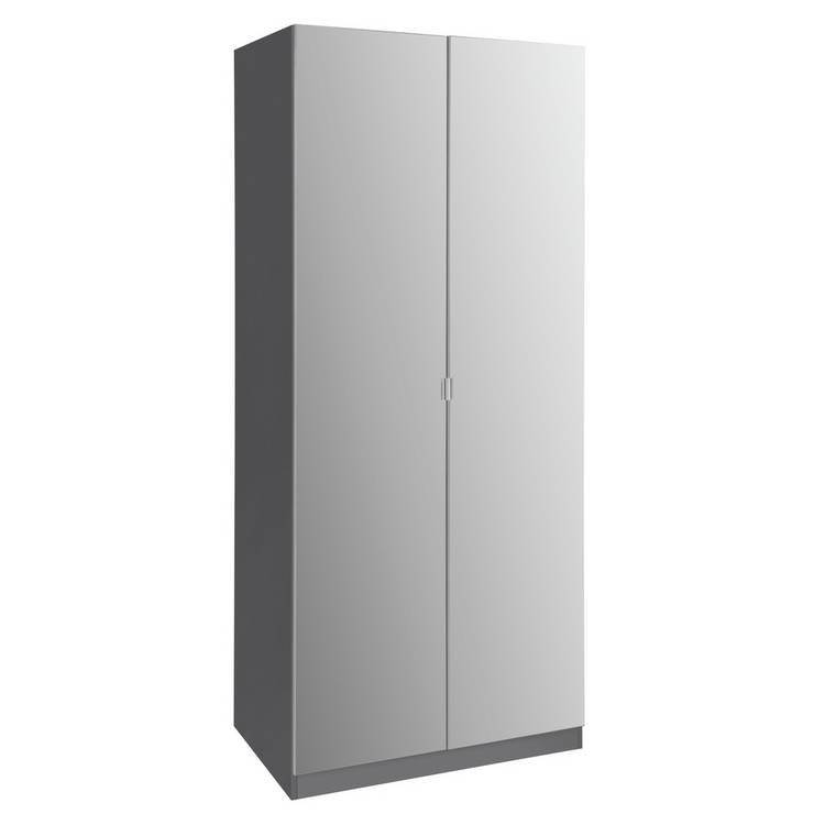 Habitat Munich 2 Door Mirror Wardrobe - Anthracite 0