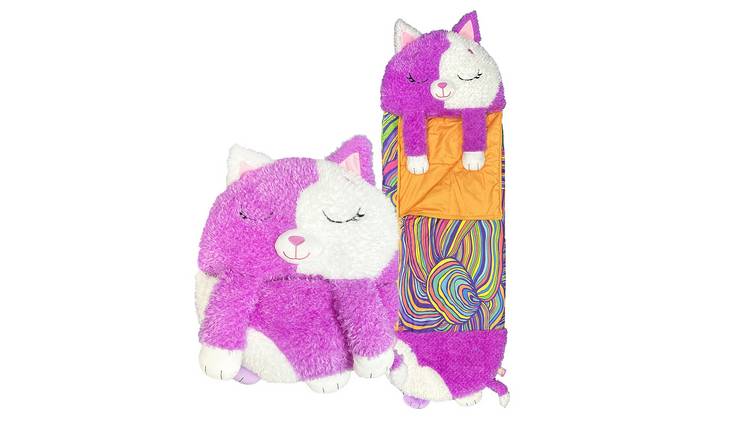 Happy Nappers Purple Cat Medium S4 Sleeping Bag Plush Toy