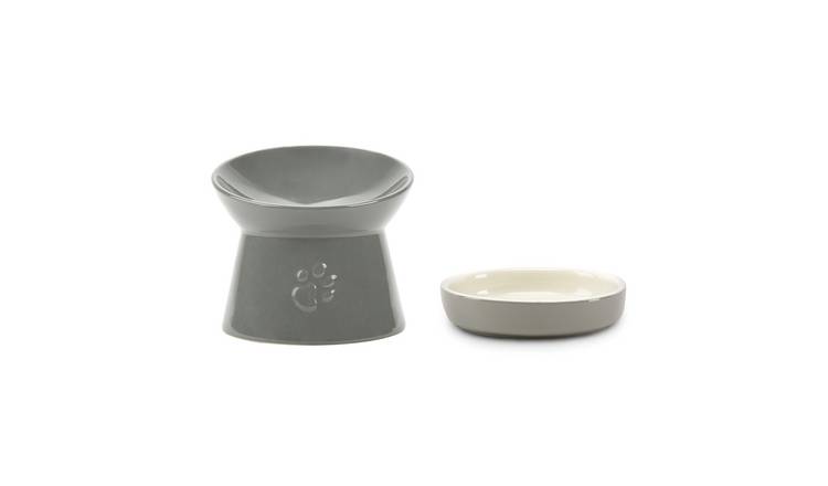 Scruffs Ceramic Cat Feeder Bowl and Saucer Set - Medium