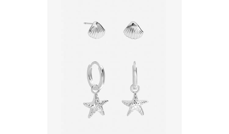 Inicio Silver Plated Starfish Earrings - Pack of 2