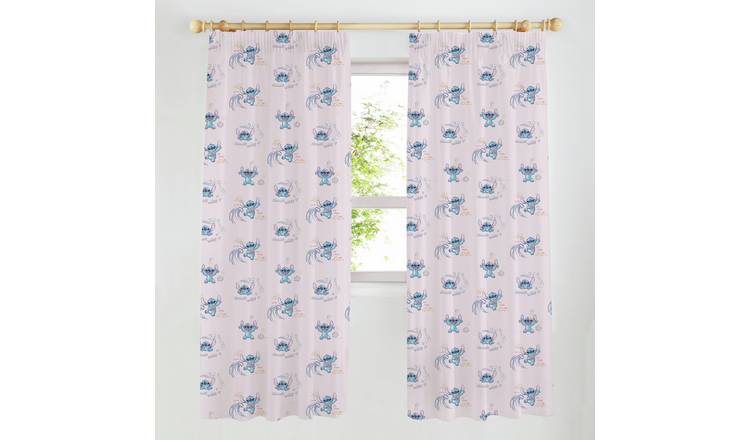 Disney Stitch Printed Pencil Pleat Curtains - Pink - 168x183cm