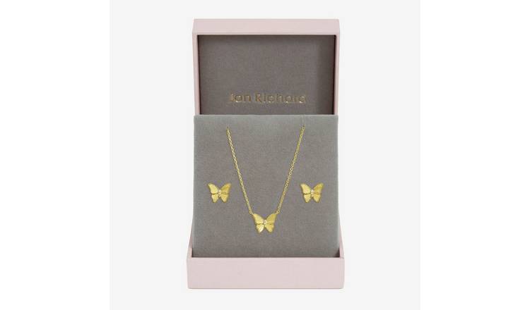 Jon Richard Gold Plated Diamond Cut Butterfly Set