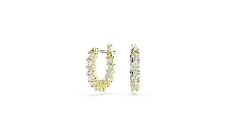 Swarovski Gold Tone Plated  Matrix Vittore Hoop Earrings