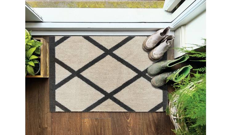 My Mat Border Geo Short Pile Doormat - 50x75cm