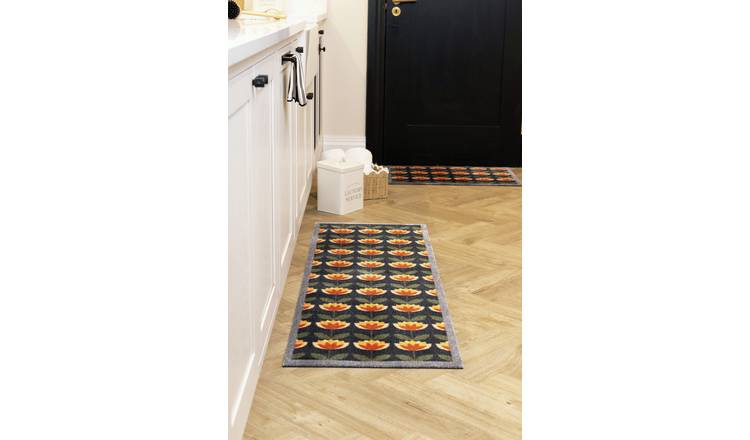 My Mat Retro Floral Short Pile Runner - 50x150cm