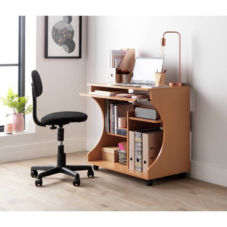 Argos Home Workstation Office Desk - Beech Effect 0