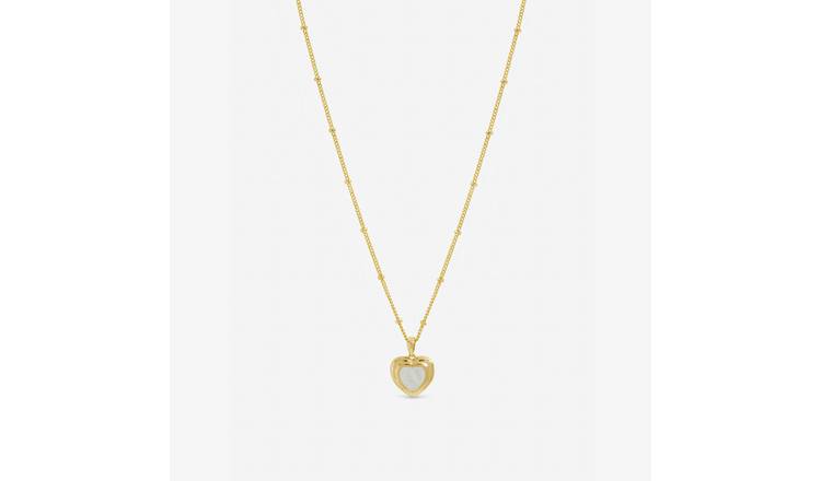Inicio Gold Plated Mother of Pearl Heart Pendant Necklace