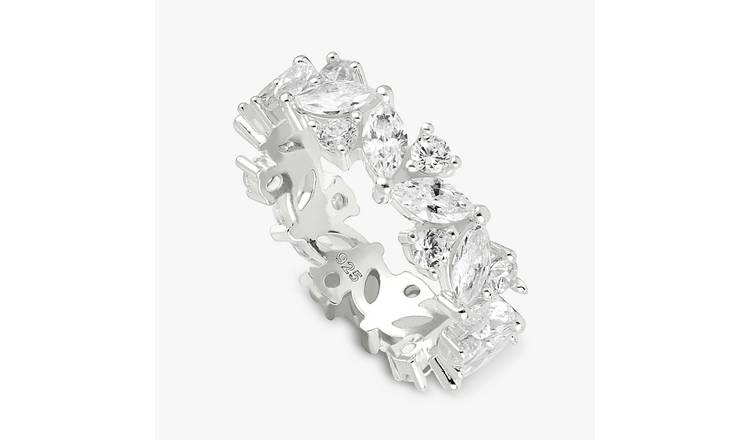 Revere Sterling Silver Half Eternity Band Ring - Small