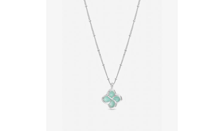 Inicio Silver Plated Turquoise Clover Pendant Necklace