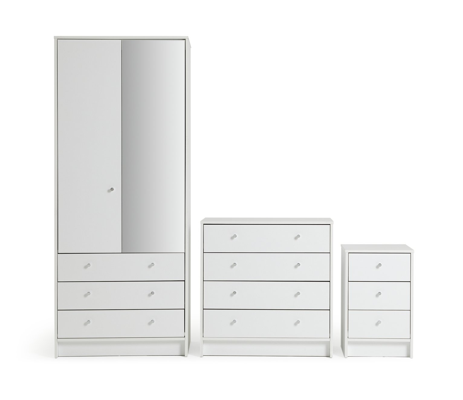 Argos Home Malibu 3 Piece 2 Door Mirror Wardrobe Set - White