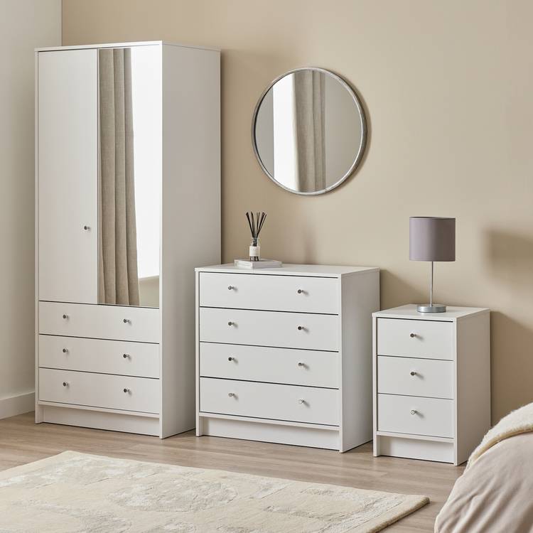 Argos Home Malibu 3 Piece 2 Door Mirror Wardrobe Set - White 0