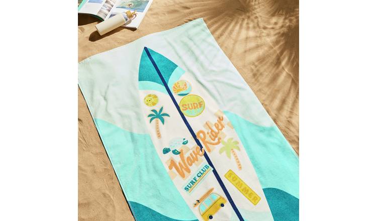 Argos Home Surfboard Novelty Beach Towel - Teal