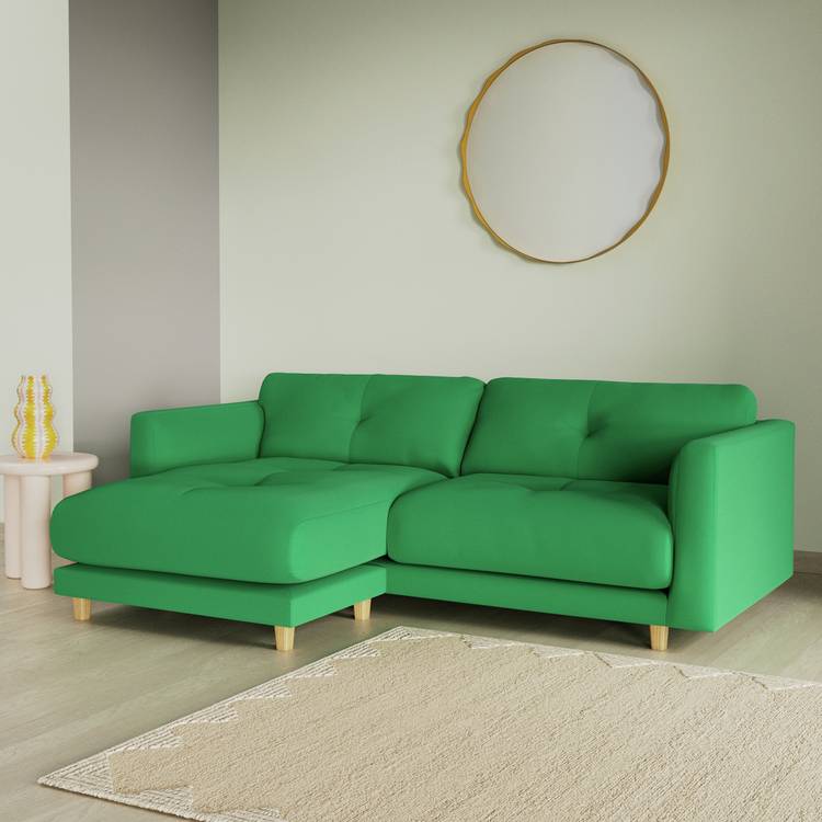 Habitat Emely Reversible Chaise Sofa - Emerald Green-Ash Leg 0
