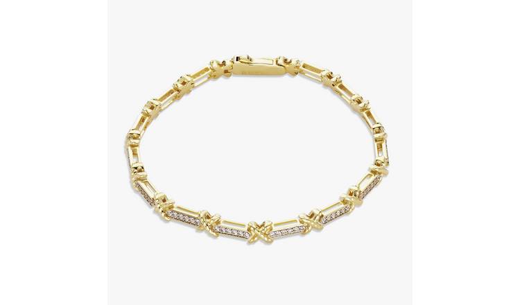 Revere Gold Plated Silver Kisses Linked Tennis Bracelet