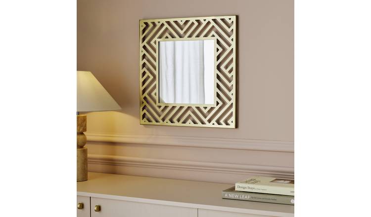 Argos Home Gold Effect Metal Cut Out Square Mirror - 50x50cm