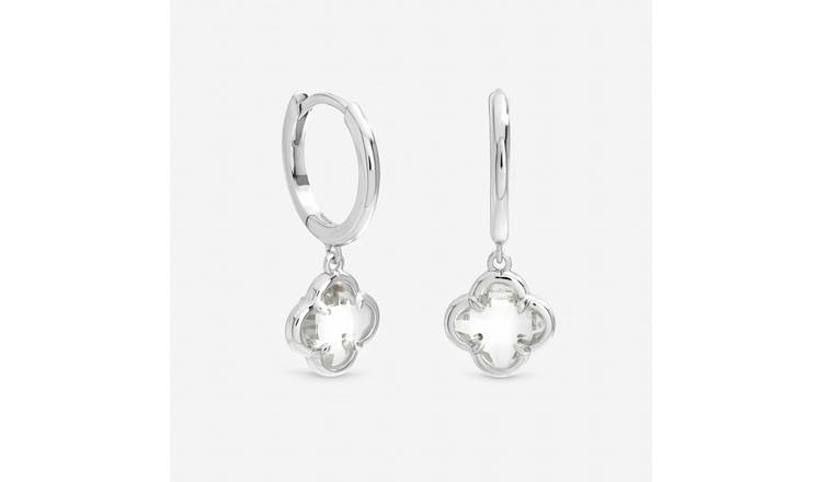 Inicio Crystal Clover Charm  Huggie Hoops