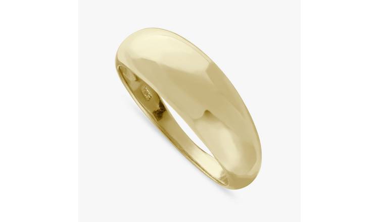 Revere Gold Plated Silver Plain Tapered Dome Ring - Small