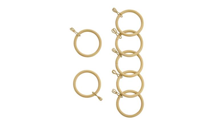 Argos Home 20 Metal Curtain Rings - Light Oak effect